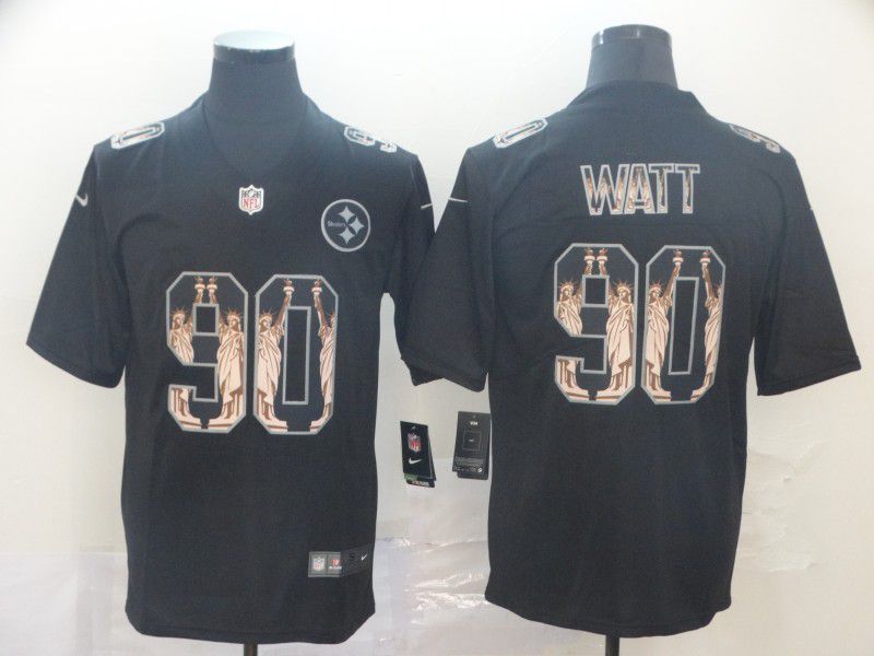 Men Pittsburgh Steelers #90 Watt Black Goddess fashion Edition Nike NFL Jerseys->pittsburgh steelers->NFL Jersey